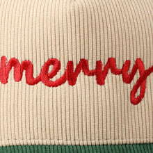 Load image into Gallery viewer, Merry Text Embroidery Two-Tone Corduroy Cap
