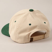 Load image into Gallery viewer, Merry Text Embroidery Two-Tone Corduroy Cap
