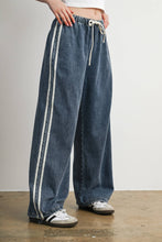 Load image into Gallery viewer, Side Stripe Wide Leg Denim Pants