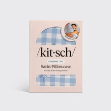 Load image into Gallery viewer, Satin Pillowcase Standard - Gingham Blue