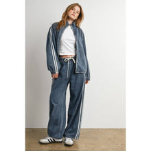 Load image into Gallery viewer, Oversized Denim Zip-Up Track Jacket