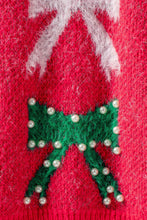 Load image into Gallery viewer, Holiday Bow Knit Sweater – Pearl Embellished, Relaxed Fit