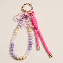 Load image into Gallery viewer, Pastel Ombre Beaded Keychain with Pink Bow