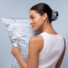 Load image into Gallery viewer, Satin Pillowcase Standard - Gingham Blue