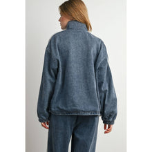 Load image into Gallery viewer, Oversized Denim Zip-Up Track Jacket