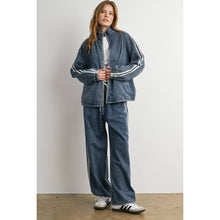 Load image into Gallery viewer, Oversized Denim Zip-Up Track Jacket