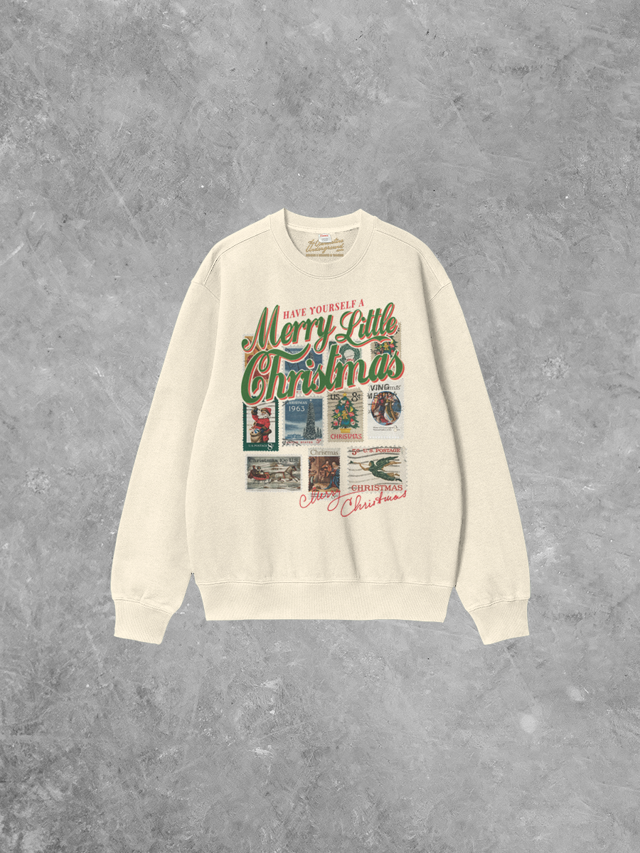 Have a Merry Christmas, Stamps Boxy Cotton 90's Sweatshirt