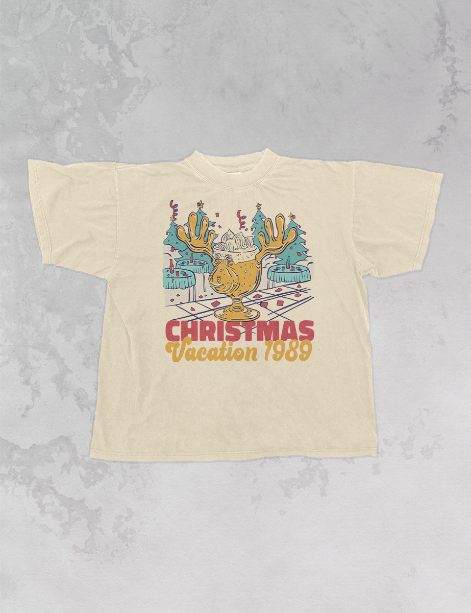 Christmas Vacation 1989 Moose Glass Oversized TShirt