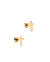Load image into Gallery viewer, Screwback Stud Earrings - Catherine Cross Gold
