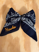 Load image into Gallery viewer, Bandana Bows Barrette CUSTOM Embroidered School Spirit
