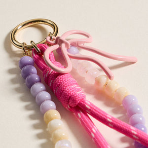 Pastel Ombre Beaded Keychain with Pink Bow