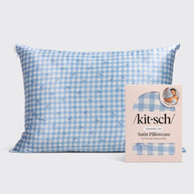 Load image into Gallery viewer, Satin Pillowcase Standard - Gingham Blue
