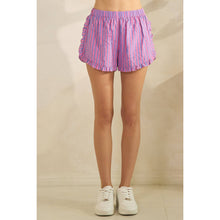 Load image into Gallery viewer, Boho Stripe Ruffle Lounge Shorts
